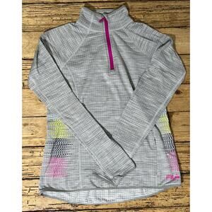 Fila Sport Performance Womens Size S Gray 1/4 Zip Pullover Thumb Hole Sweatshirt